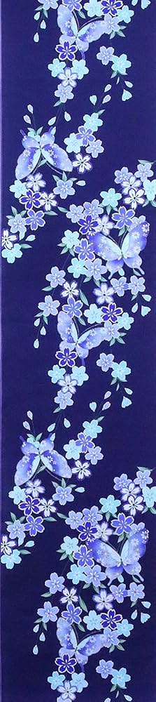 Amazon | 浴衣 反物・No.92・チョウ柄・紫紺地 | 布・生地 通販